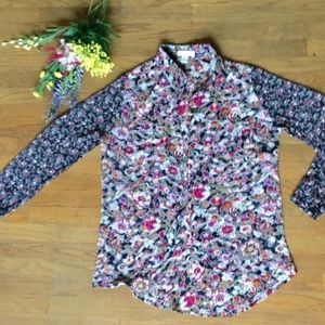 Floral High Low Button Down Shirt